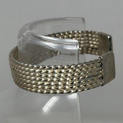 Vintage Bohemian Sterling Silver 925 Italy Woven Open Cuff Bracelet 7.75” 25g