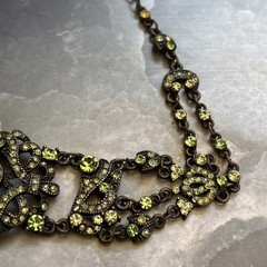 VTG VCLM Rhinestone Statement Choker Necklace Intricate Gatsby Victorian Revival