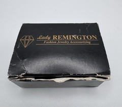 Vintage New Old Stock Lady Remington Brushed & Shiny Gold-Tone Ribbon Brooch