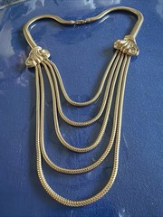 Classic Vintage Gold Tone Multi Strand Layered 15″ Snake Chain Necklace R30