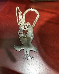 Vintage Large Flying Eagle 925 Sterling Silver Pendant 2mm 18” Necklace 9.9 Gr