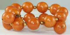 VINTAGE PUMPKIN BAKELITE BALL COIL BRACELET ONE SIZE FITS ALL