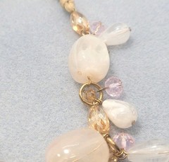 1946 Signed Light Rose Plastic And Glass Necklace 17in.