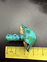 Vintage Enamel Mushroom Brooch Teal Blue Gold Tone Toadstool Pin Cottagecore