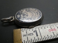 Victorian Antique Niello Sterling Silver 925 Ornate Pendant Locket