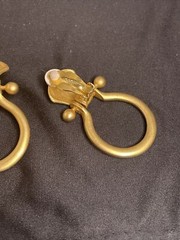Vintage Matte Gold Tone Door Knocker donna Karen D.K.N.Y Clip On Earrings 1980s