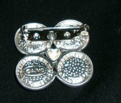 Vintage LOVE Heart Pin Brooch Enamel Rhinestones Signed AJMC