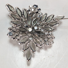 1950s Juliana D&E Book Piece Brooch Earrings Set Smoky Gray Coffin Navette 3″