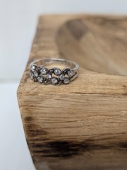 Vintage 925 Sterling Silver Clear Stone Wavy Design Ring Size 7