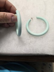 Vtg pastel blue lucite pierced Hoop Earrings