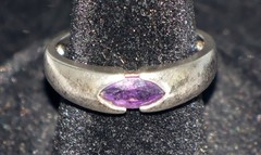 Vintage Ross Simons Sterling Silver East West Marquise Amethyst Dome Ring Size 5