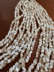 Rare Vintage Venetian Multistrand Opaline Clear Seed Bead Choker Necklace Italy