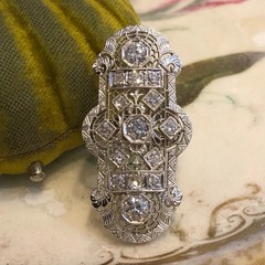 3.84CT Art Deco Elongated Filigree Shield Lab Created Diamond Ring 925 Silver