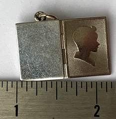 VTG Sterling Photo Book Charm Locket Boys Head on Front 2 Photo Slots Marked T C