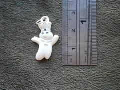 Pillsbury Doughboy Vintage White Enamel Metal Bracelet Charm Pendant 3.1g