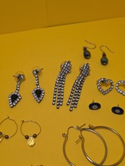 22 Pairs MCM Retro Vintage Fun Pierced Earrings Rhinestones Faux Pearls Beaded