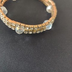 Womens Vintage Gold Tone Rhinestones & Crystal Beads Stretchable Bracelet