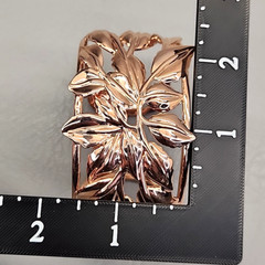 Vintage Wide Cuff Bracelet Leaf Rose Gold Tone BBJ JTV 8″