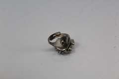 Ring Silver-Tone Alloy With Clear Stones Adjustable Size Band Vintage