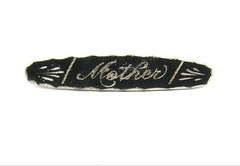 STERLING Silver Victorian Mourning Brooch ‘Mother’ Black Enameling