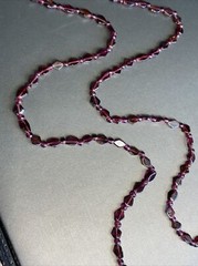 Genuine Almandine Garnet Unusual Geometric Rhombus Bead Necklace Clasp-Free 36″