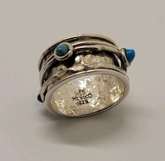 Vintage Mexico 925 Sterling Silver Spinner Band Ring Hammered Fidget Size 7.5