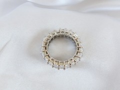 Vintage Sterling Silver 925 Emerald Cut Cubic Zirconia Eternity Band Ring Size 6