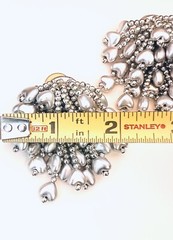 Vintage Silver tone Clustered Heart Pods Post Earrings Plastic Pierced Ears