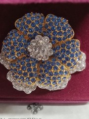 Camrose & Kross JBK Jacqueline Kennedy Faux Sapphire & Diamond Brooch COA/Box