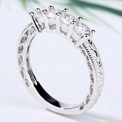 Art Deco Round CZ Filigree Ring 925 Sterling Silver Anniversary Band