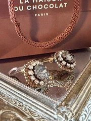 Vintage Austria prong set rhinestone cluster clip earrings