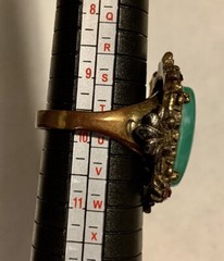 Antique Statement Cocktail Ring Faux Malachite Parks Bros & Rogers C. 1915-31