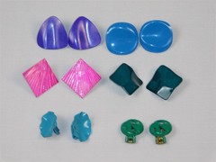 Vintage 1990s Y2K Colors Clip On Fashion Earrings Lot Metal 6 Pairs