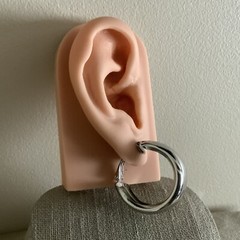 Vintage pierced lever back silver tone 925 post hoop earrings