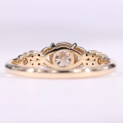 Vintage Inspired Leaf Cluster Engagement Ring Floral Motif Antique Style Jewelry