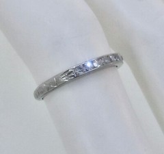Antique Art Deco 1930’s 18k Heavily Engraved Diamond Wedding Band