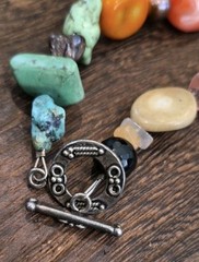 Vtg Natural & Man-made Colorful Stone Beaded Necklace, Non-magnetic Toggle