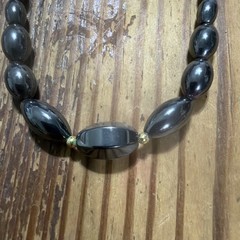 Vintage Natural Magnetic Hematite Beaded Necklace 18″