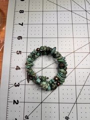 VINTAGE Blue Turquoise & Silver Coil Bracelet One size fits all-FREE SHIPPING
