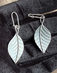 Vintage earrings “Leaf” Made in the USSR 875 silver