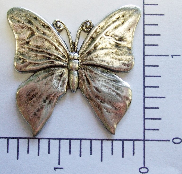 35294 Matte Silver Oxidized Butterfly Brass Jewelry Finding