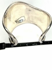 Vintage Sterling Silver Modernist Sculptural Bone Cuff Bracelet 91.7g