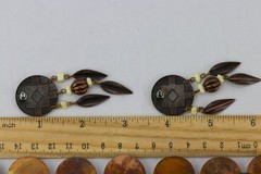 Copper Disc Necklace & Feather/Shield Enameled Copper Earrings LOT