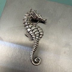 Vintage Beau Sterling Silver Seahorse Brooch Pin 2.5″ Coastal Beach Nautical