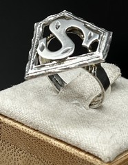 Comics Superman Symbol Open Work VTG. SIGNET Sterling Silver Ring SZ 6.5 Unisex