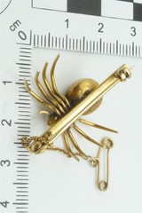 QUALITY ANTIQUE ENGLISH 15K GOLD CABOCHON CITRINE SPIDER BROOCH c1900