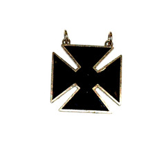 Vintage Iron Cross Pendant Double Loop Enameled Necklace Charm