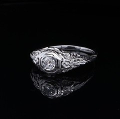 Antique 0.10ct Diamond Set 14ct White Gold Ring size N Val $2570
