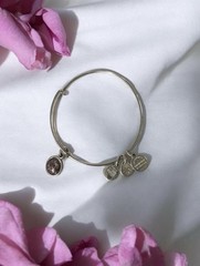 Alex and ANI October Rose Crystal Birthstone Silver Tone ADJ Bangle 7” Bracelet
