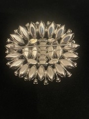 VTG Pale Green Navette Baguette Prong Set Brooch Pink Accents BUDDING FLOWER